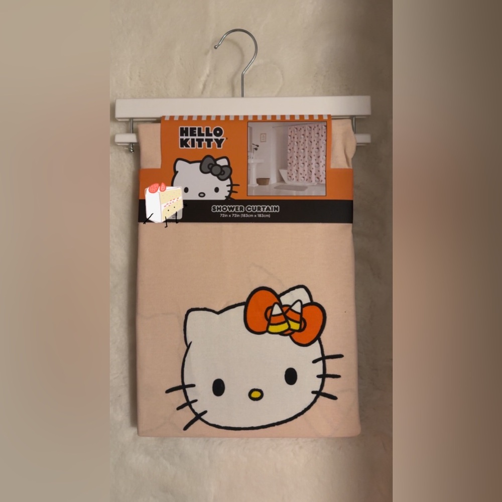 NEW Halloween 2024 Hello Kitty candy corn shower curtain